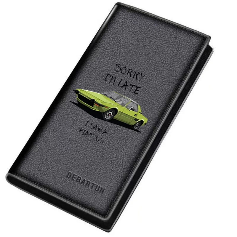 Green car sorry late Fiat X1/9 Men's Long Wallets Business Stylish Printing Design Casual Use Christmas Valentine's Father's Day