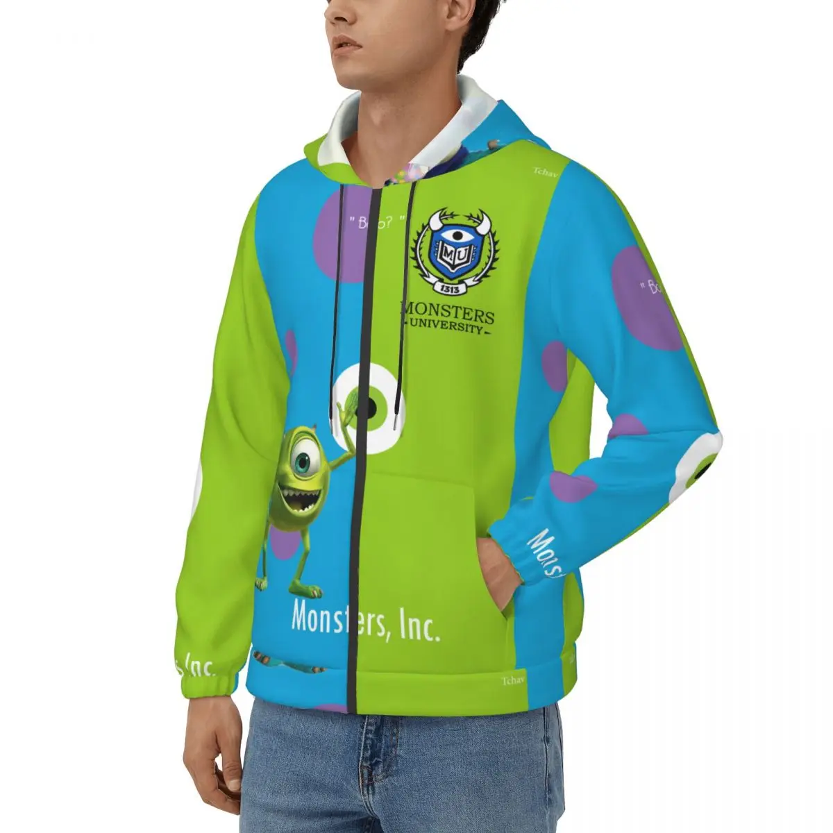 Oxeye Mr. Q Men Hoodie Disney Monsters University Mike Clothes  Casual Hoodies Winter