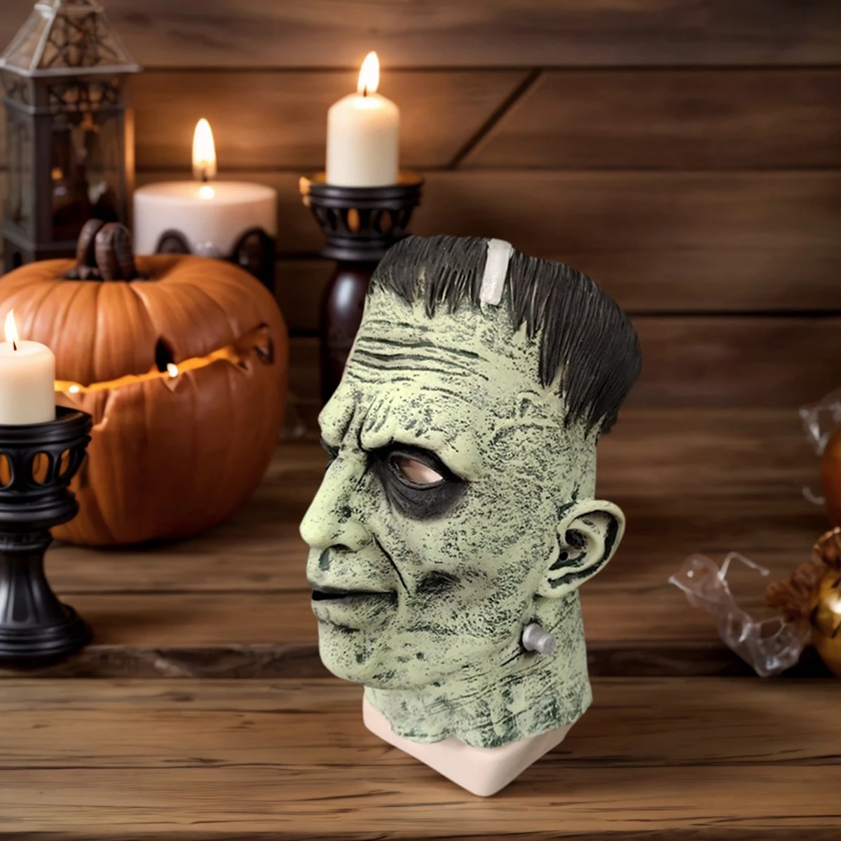 Máscara de látex de Frankenstein de terror, disfraz de monstruo, máscara de científico loco, película, fiesta de Halloween, disfraz de Cosplay de terror para hombres