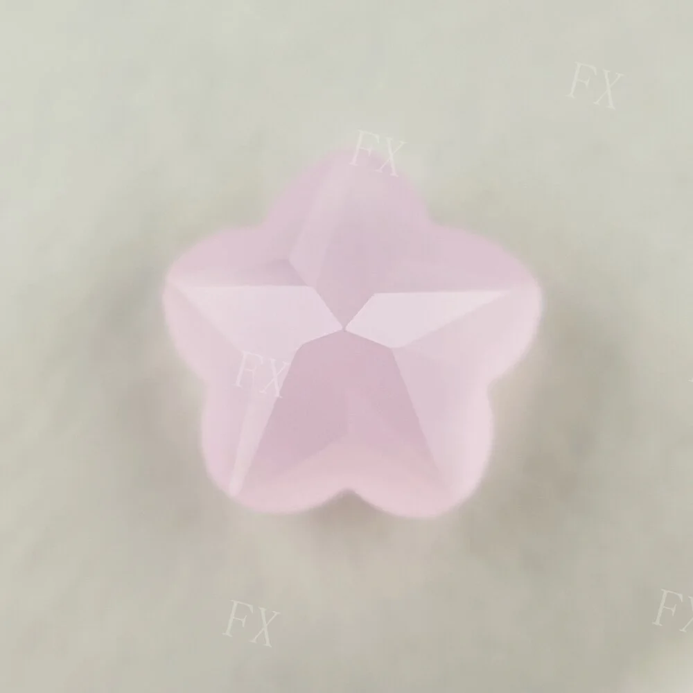 Pink Translucent Plum Blossom Shape Machine Cut Loose Glass Stone Synthetic Gems Size 3X3mm~10x10mm For Jewelry Making