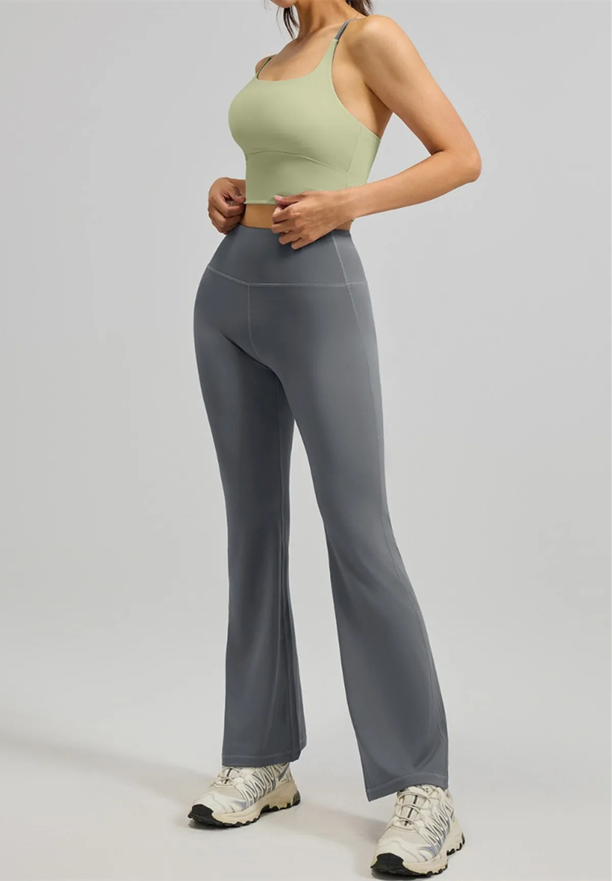 

Women's Workout Sets 2 Pieces Outfits Seamless High Waist Flared Leggings and Yoga Crop Tops for Athletic Pilates Gym Clothing