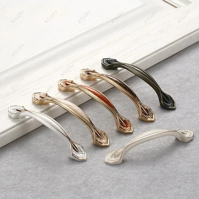 Cabinet Door Handles European Style Red/White/Black Amber Cabinets Wardrobe Door Handles Modern Minimalist Drawer Handles