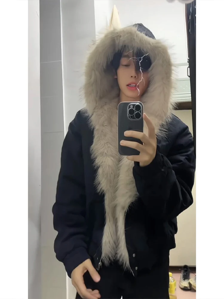 

Мужское хлопковое пальто Advanced Feel с меховым воротником Mountain Eagle Jaet, зимняя американская хлопковая верхняя одежда с капюшоном, трендовая...