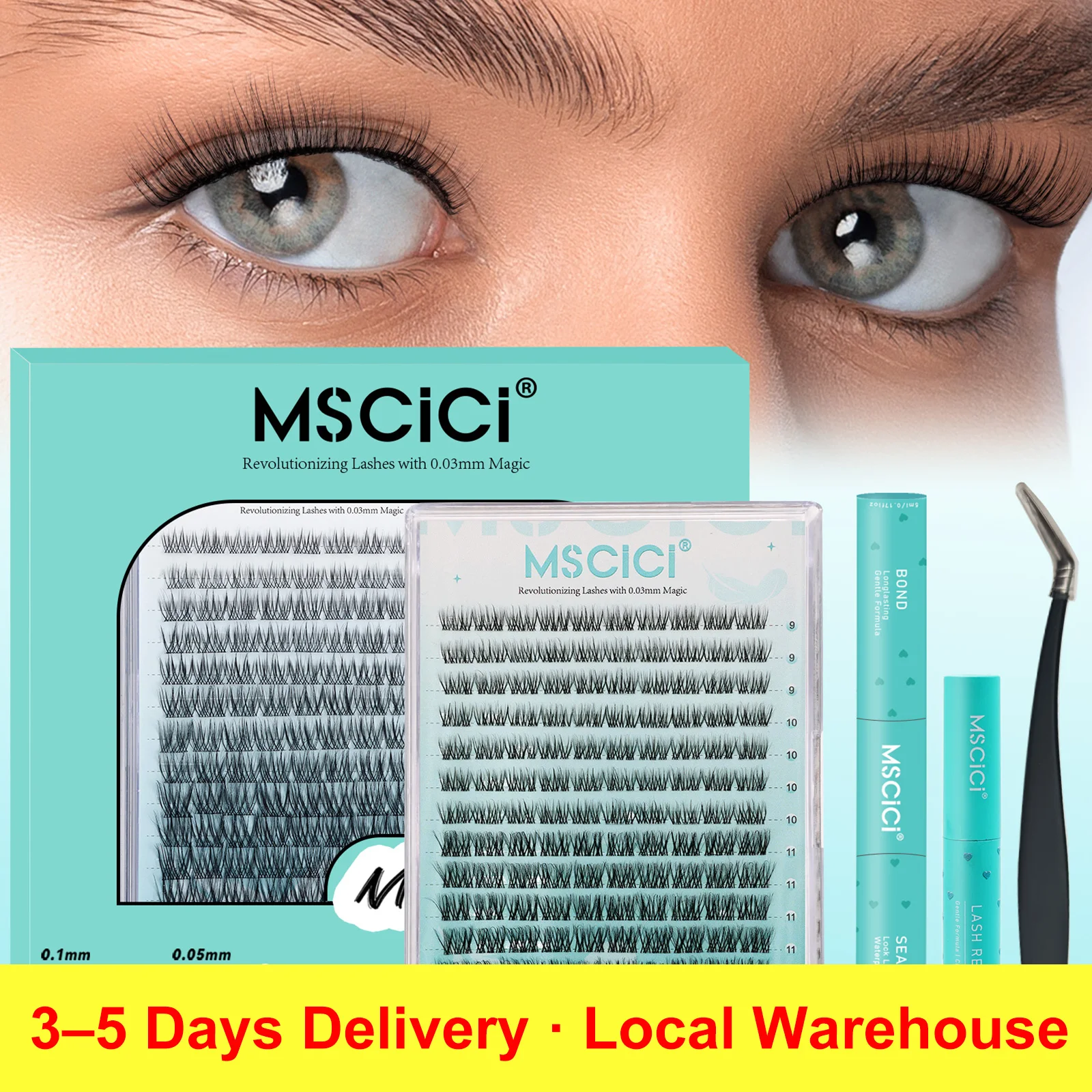 

Mscici Short Lash Clusters 9-12mm C Curl Soft Invisible Lash Band DIY Daily Natural Look Eyelash Extensions Natural Makeup Wispy