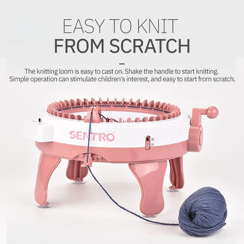 Children DIY Knitting Machine Star Cylinder Wool Knitting Machine Handmade Hand Cranked Weaving Toy Creative Games Craft Kit