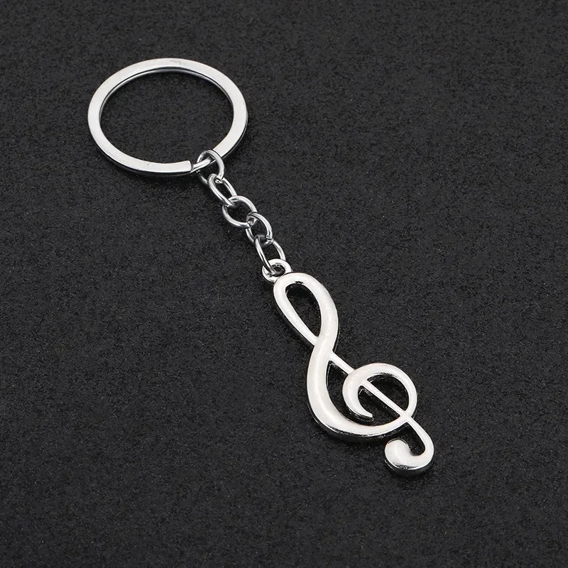 Creative Treble Clef Keychains Metal Musical Notation Tag Keychains Musical Instrument Schoolbag Ornament