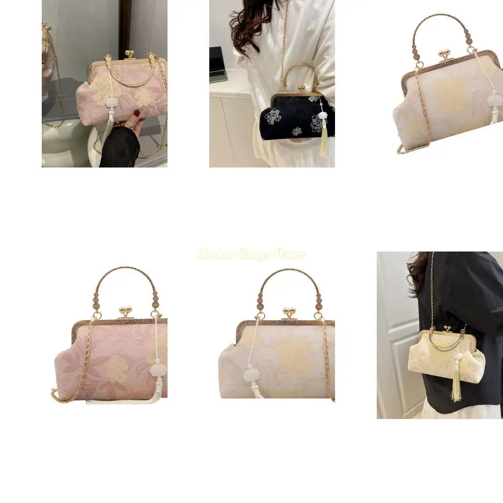 

X90D Chinese Handbag Purses Sweet Shoulder Bag Clutches Purse with Kiss Lock