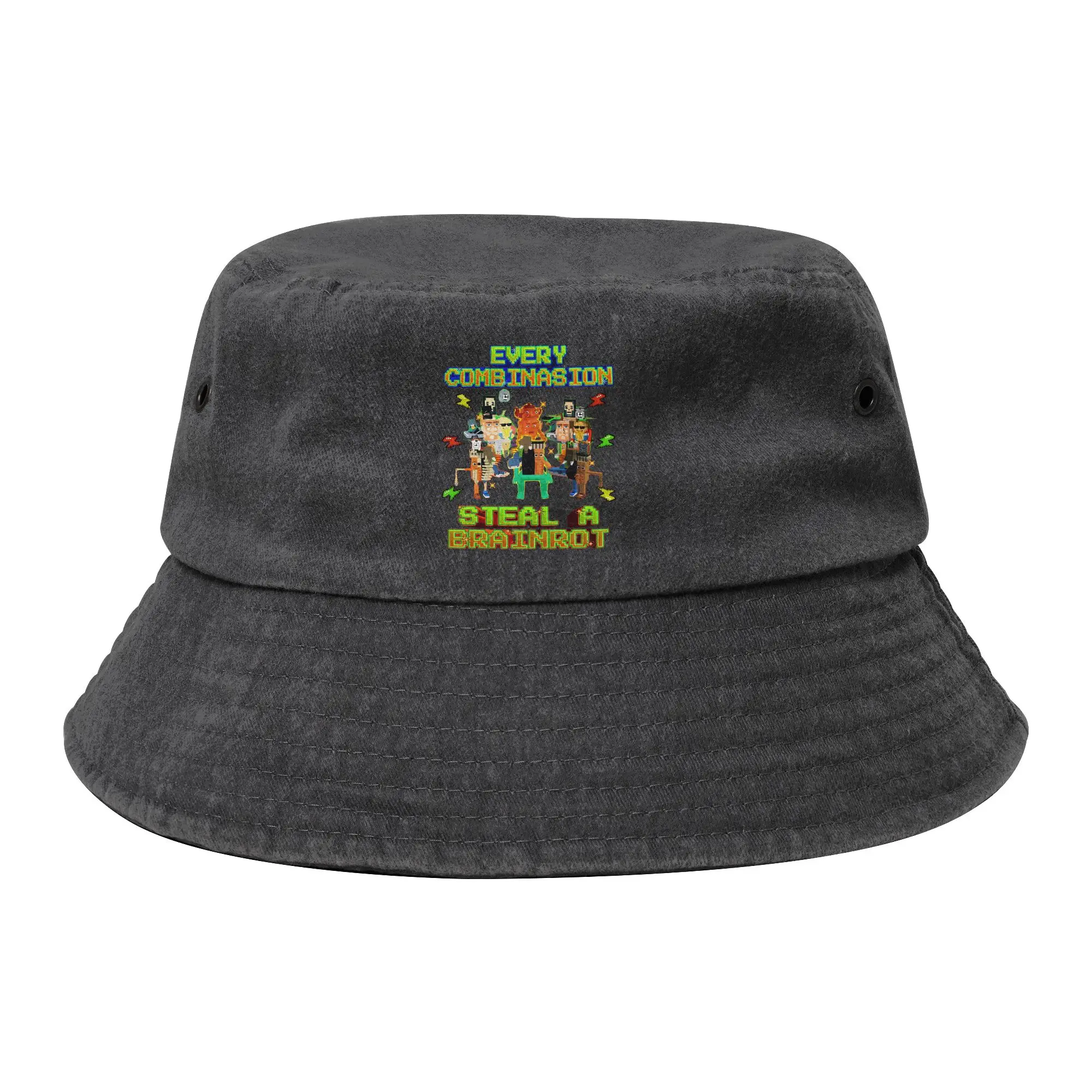 Every Combinasion Brainrot Funny Bucket Hats for Men Women Beach  Distressed Denim Sun Hats Outdoor Fisherman Hats