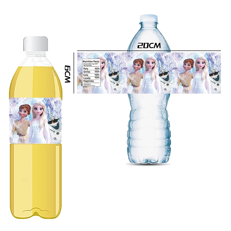 Stiker Frozen Elsa dekorasi pesta ulang tahun cetak kartun stiker botol Frozen cangkir jus botol beku label dekorasi bungkus