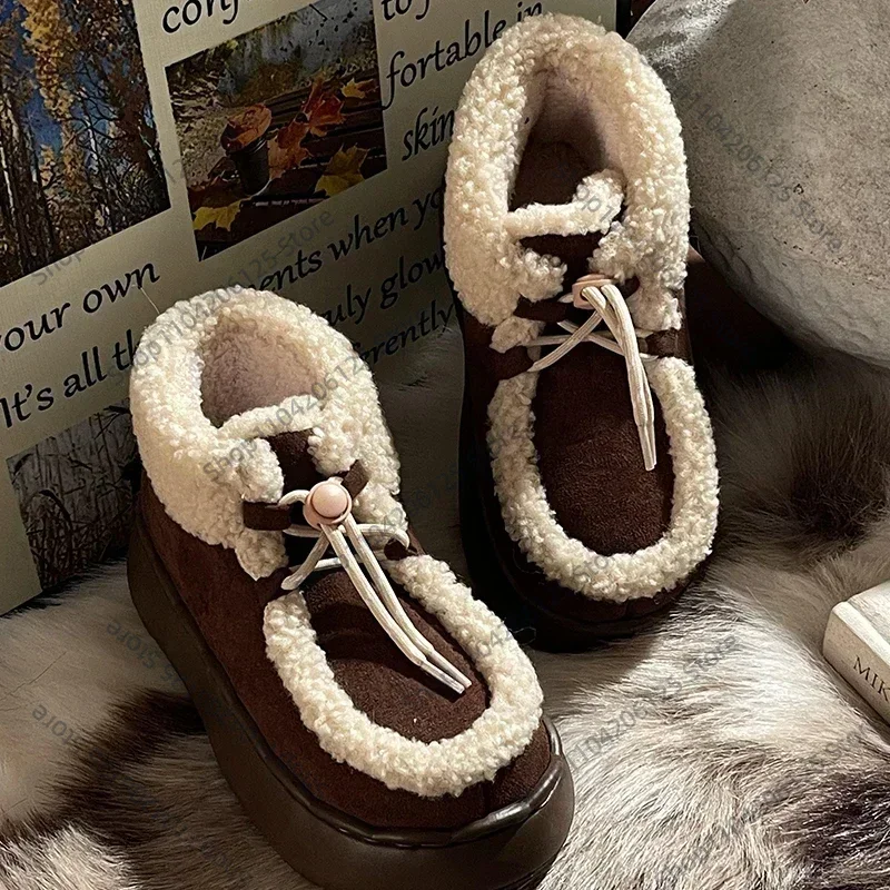 

Women Thick Sole Winter Cotton Shoes Ladies Casual Warm Anti-slip Snow Boots Female Outdoor Fashion Flat Footwear 스노우 부츠 スノーブーツ