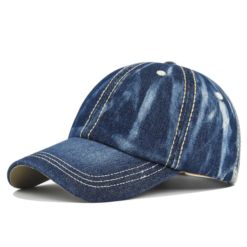 

Side Label Denim Solid Color Washed Duckbill Couple Sunshade Baseball Cap