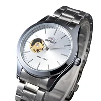 Reloj Orient Double Lion, reloj mecánico japonés completamente automático, reloj de negocios ahuecado para hombres, tira de acero inoxidable