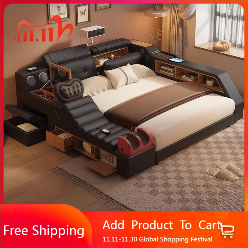 

Простая роскошная кровать, европейская современная скандинавская кровать принцессы, многофункциональная кровать для девочек на платформе, деревянная мебель Camas De Casal Lounge Suite