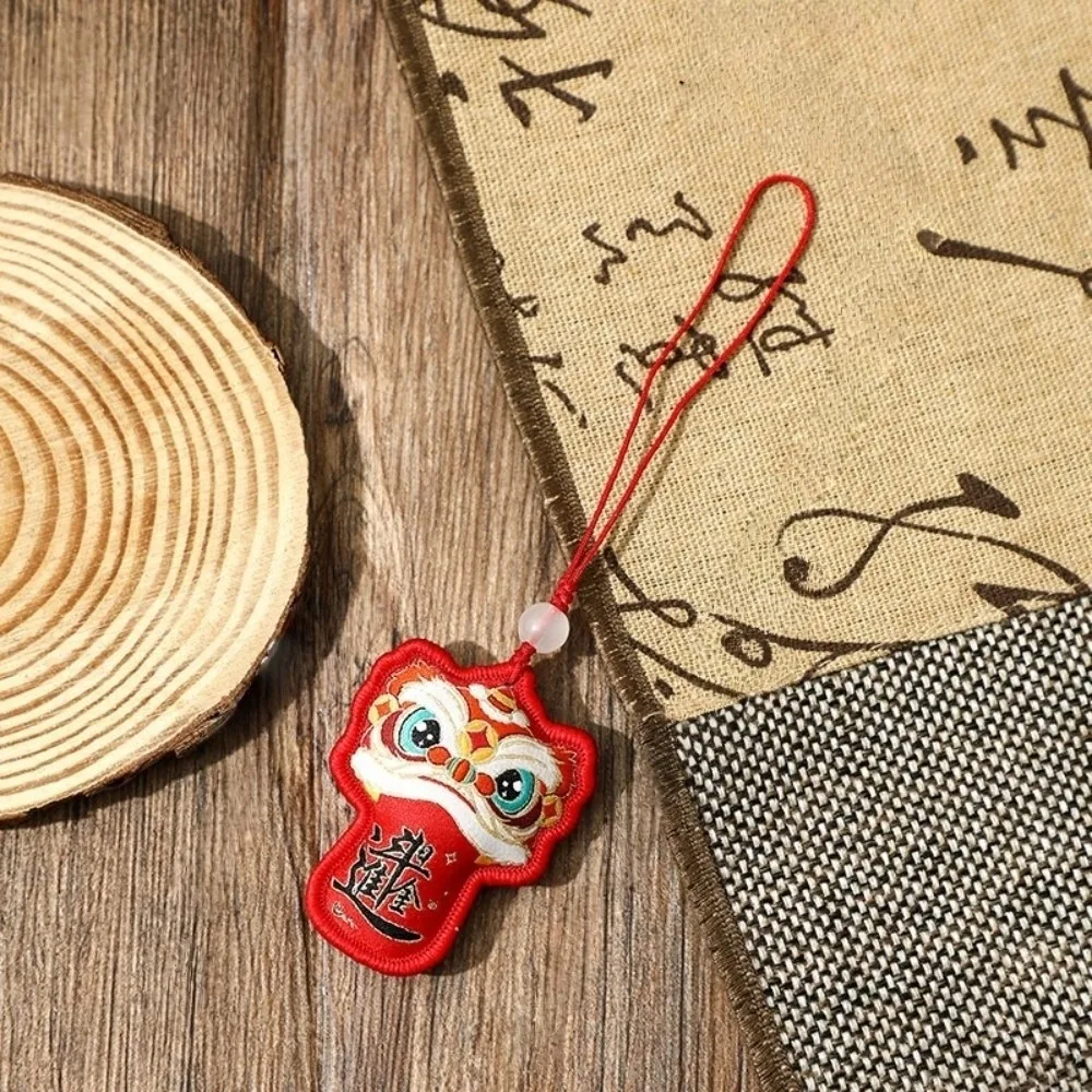 

Brocade Lion Dance Embroidered Pendant Awakened Lion Chinese Style Chinese New Year Pendant Zodiac Mascot Funny