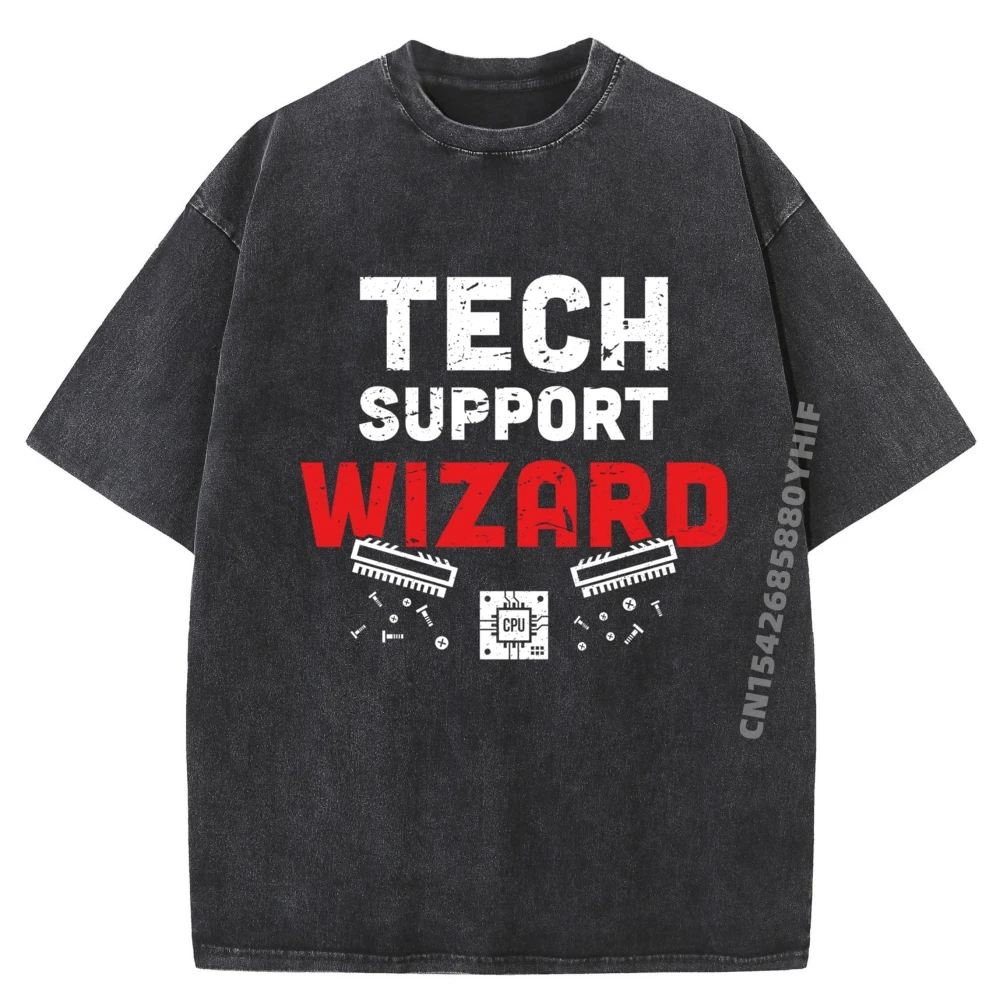 

Tech Support Wizard Helpdesk And Computer Technician Graphic T Shirts Men Cotton Comfortable Washed T Shirts