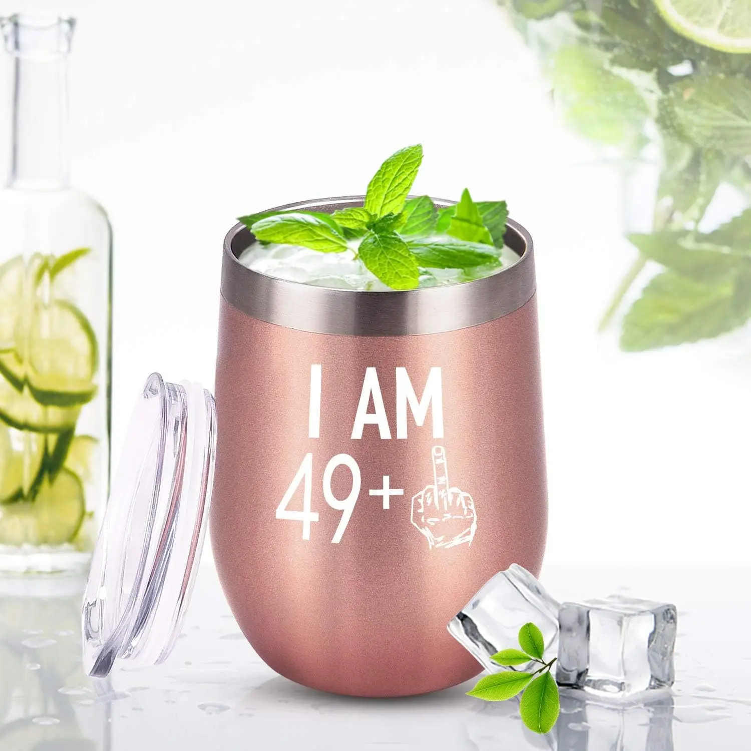 49 Plus One Middle Finger Wine Tumbler Hadiah Ulang Tahun ke-50 untuk Wanita, Ide Hadiah Tumbler Lucu Berusia 50 Tahun untuk Istri Sahabat Terbaik