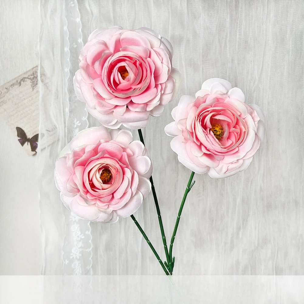 10 Stück Künstliche Blumen Seiden-Lotus Schlafzimmer-Deko Lila Kunstblumen 3-Zweig-Lotus Tischdekoration – Detail 11