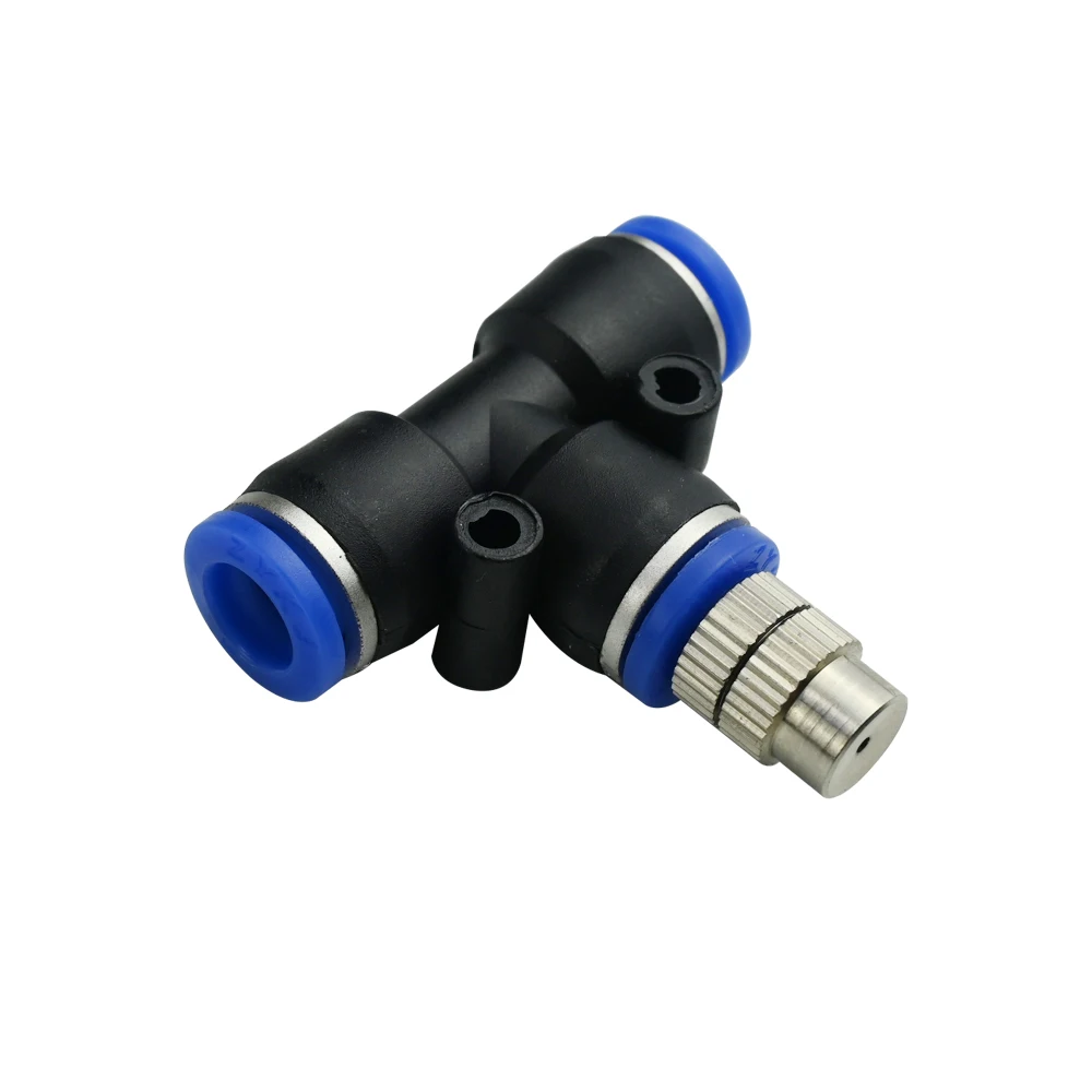 8mm Push-Lock Adjustable Misting Nozzle  6-12 mm T-Fittings For Garden Patio Cooling Greenhouse Irrigation
