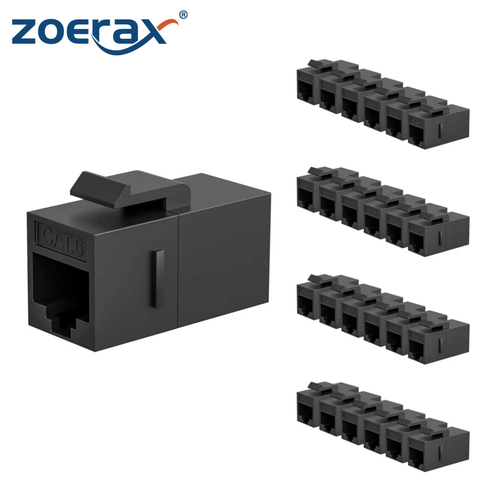ZoeRax 1 Stück CAT6 CAT5E Keystone-Buchsen RJ45 Inline-Koppler Buchse-zu-Buchse-Einsatzkoppler für Wandplatte Patchpanel PC