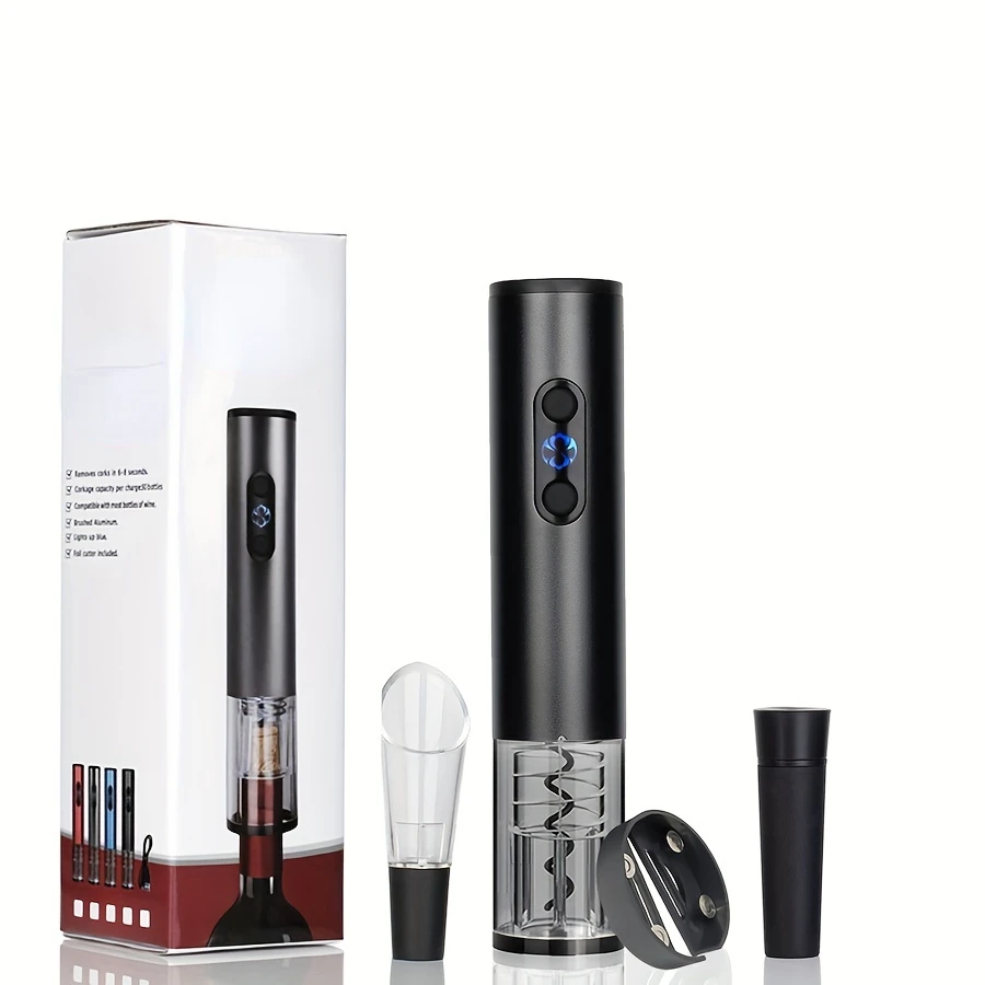 Wine Opener Set with Foil Cutter, Aerator, Vacuum Preserver - Effortlessly Open & Preserve Wines