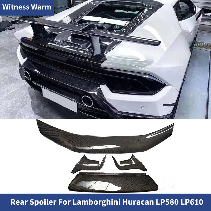 

For Lamborghini Huracan LP580 LP610 2014 - 2020 Real Forged Carbon Fiber Car Rear Wing Trunk Lip Spoiler LP640 Style