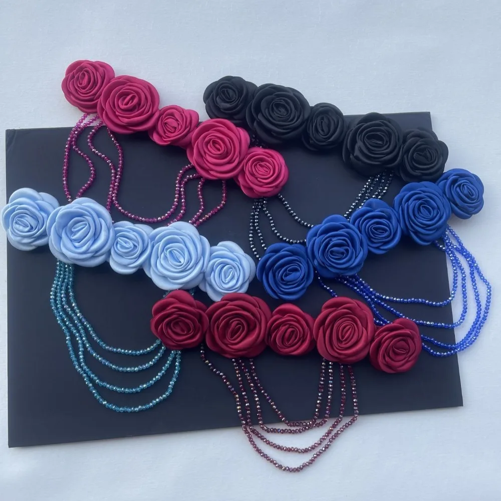 Light Luxury Crystal Tassel Flower Brooch Corsage Pin Vintage Coat Suit Accessories Chain Tassel Shoulder Flower Jewelry