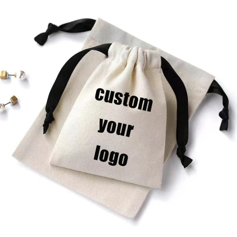 

20 Pcs/Lot Custom Logo Jewelry Gift Bags Satin Drawstring Earring Ring Packaging Organizer Pouch Wedding Favor Candy Bag
