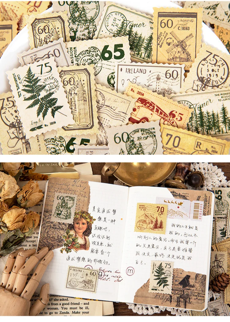 45 Stück/Set Retro-Stempel-Siegelaufkleber, kleine Größe, leicht abziehbar, für Planer und Bastelprojekte zur Dekoration – Detail 3