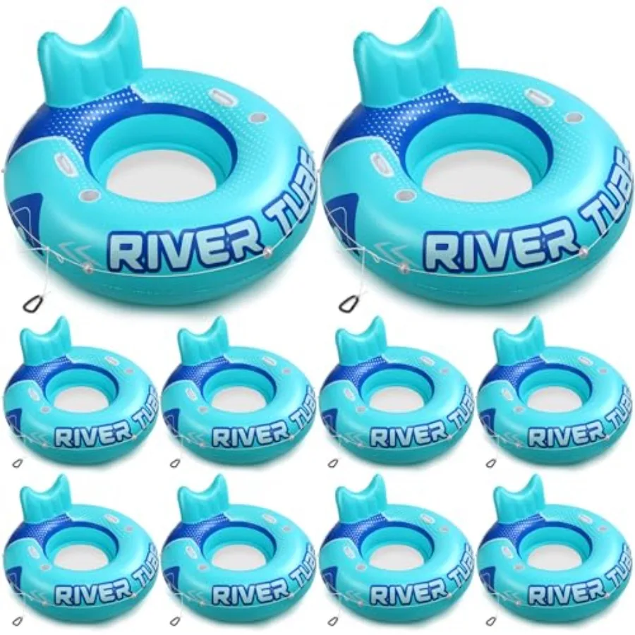 

10 Pcs Blue 53 Heavy Duty River Tube Float Inflatable Pool Floating Tube for Adult Large River Raft Water Chair Lounger with Me