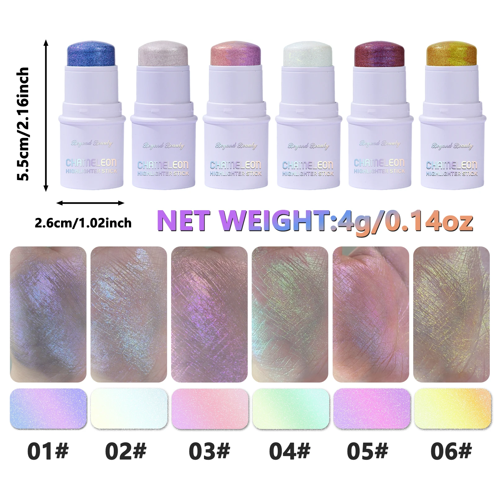 カメレオンホログラフィックグリッターシマースティック、顔と体のメイクアップ、光で色が変化、長持ちする高色素