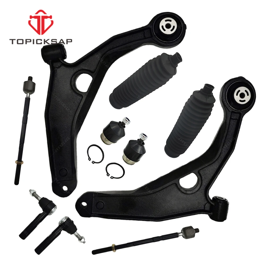 TOPICKSAP 10Pcs Front Lower Control Arm Tie Rod Ends Assembly Kit 5085407AC 5085408AC for Dodge Avenger 2008-2011 2012 2013 2014