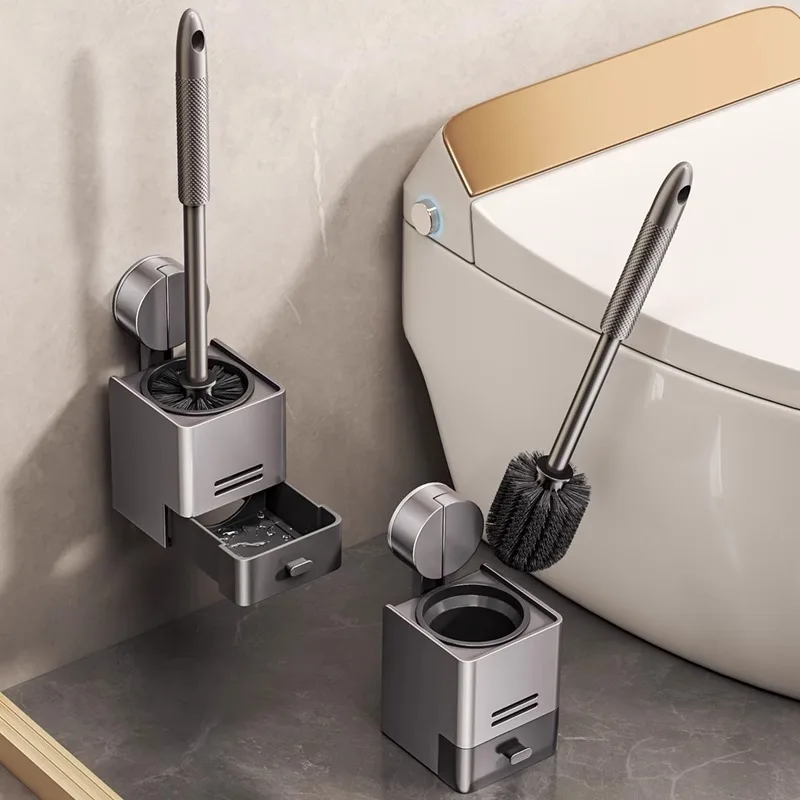 Powerful Suction Cup Toilet Brush Wall Hanging Household No Dead Ends Bathroom No Punching Wall Hanging Toilet Brush Set