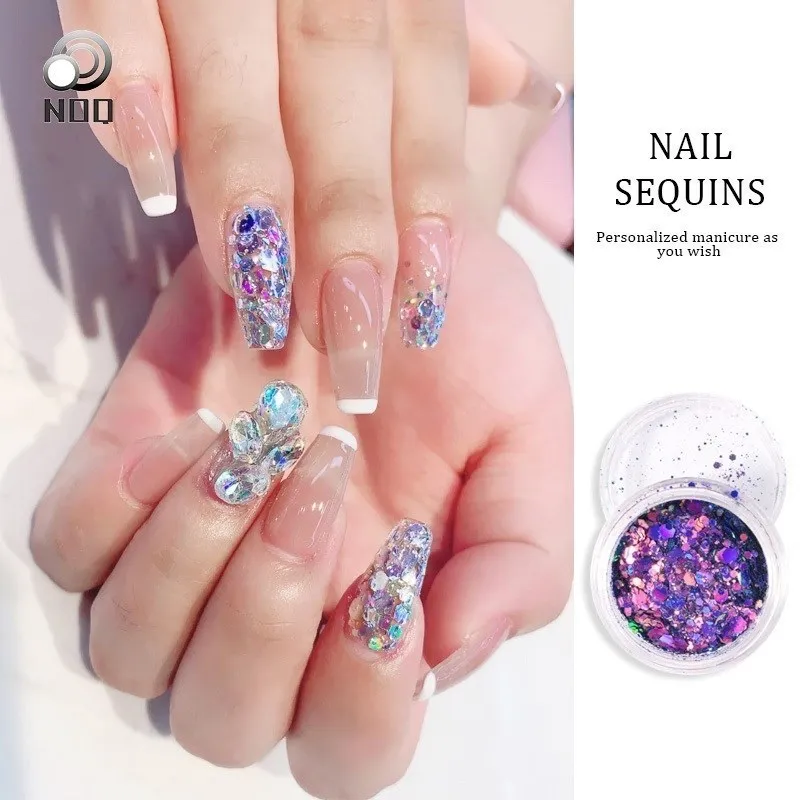 12 color  Nail Glitter Nail Art Kit Iridescent Nails Sequins Mermaid Colorful Flakes Glitter Make Up For Nail Face Body Eyes