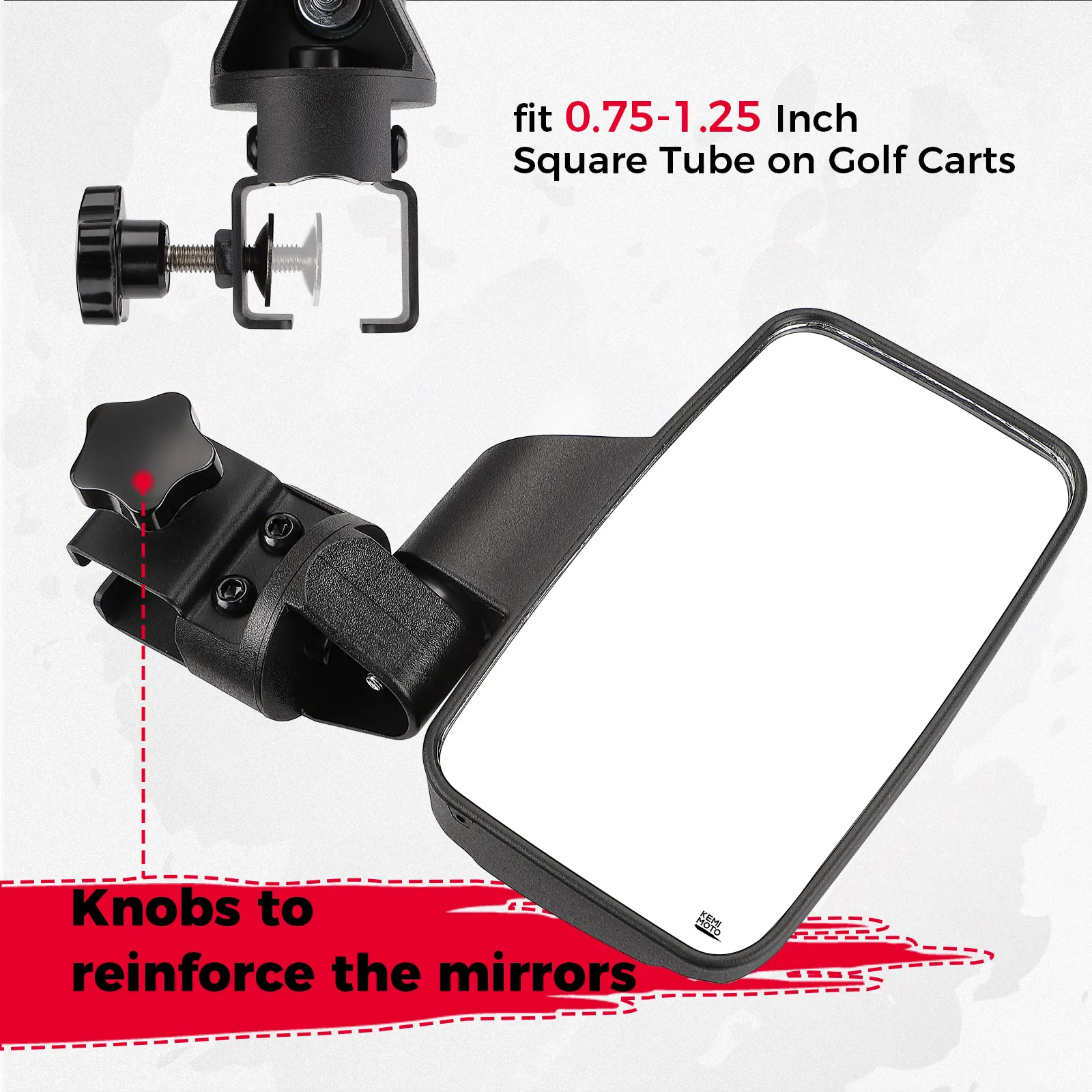 0.75-1.25IN square tube Golf Cart Convex Side Mirror For EZGO TXT RXV For Club Car DS Precedent For Yamaha Rear View Side Mirror