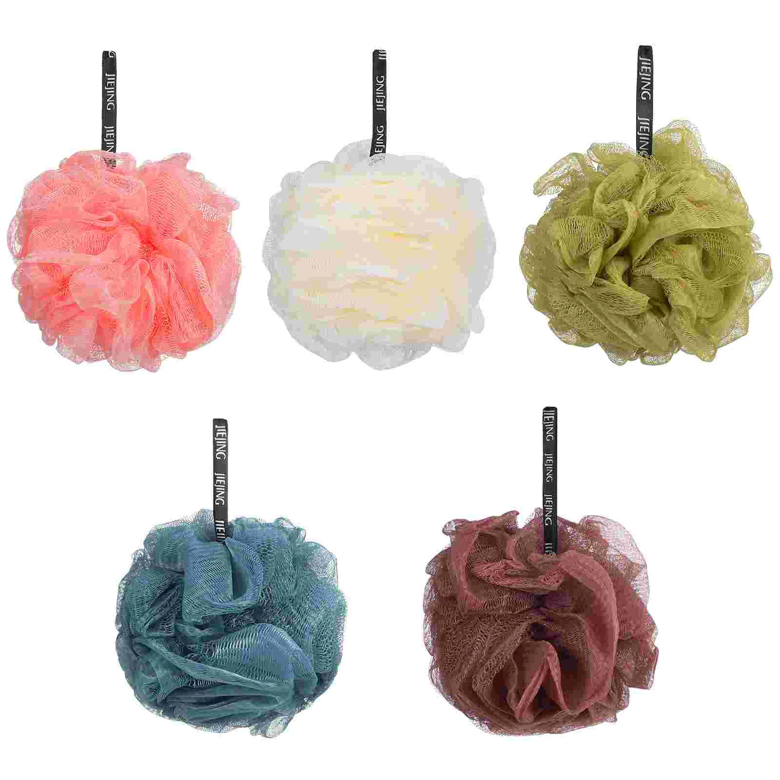 

5 Pcs Shower Poufss Bathroom Accessories Mesh Nets Ball Scrub Scrubber Green Body