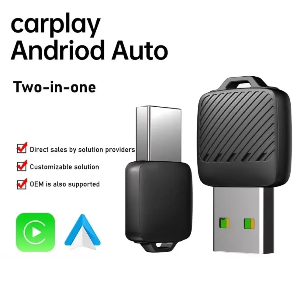 

Беспроводной адаптер 2-в-1 для Android Auto, преобразующий проводной сигнал в беспроводной, беспроводной адаптер Carplay, Plug & Play, интеллектуальные системы