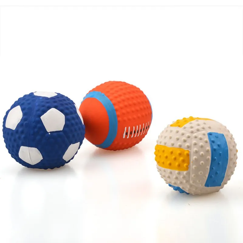 Pet Ball Squeaky Dog Toys Natural Latex Football Soft Bouncy Ball For Small Large Dogs Playing Interactive Chew Toy Pet Supplies