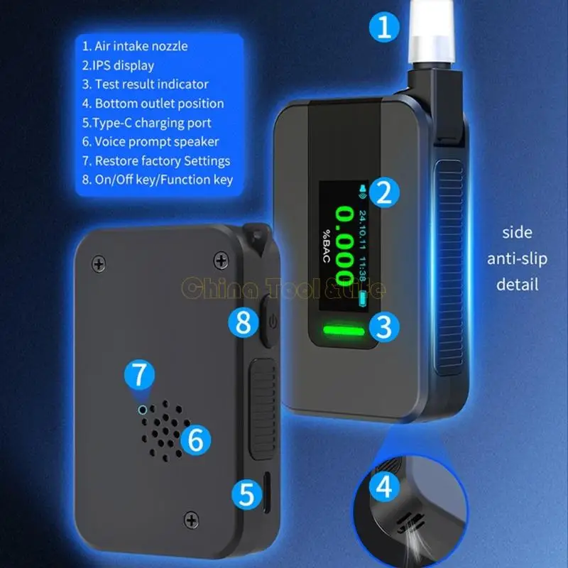 57qf Digital LCD Bôlinise Precisão Profissional Precisão Profissional Dispositivo teste etanol Detectores etanol para