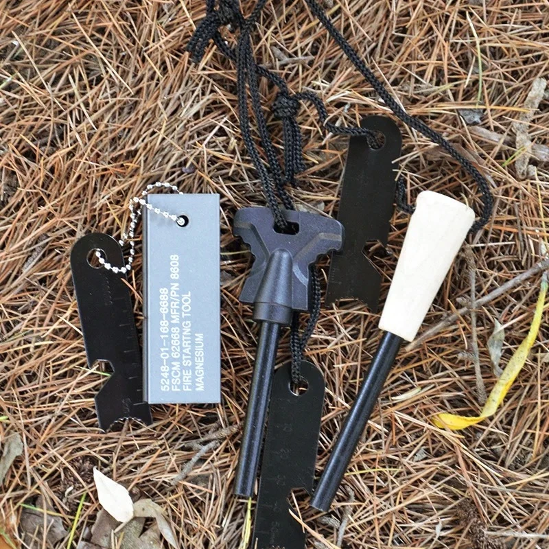 

Набор больших огнивок с деревянной ручкой и магниевым стержнем для выживания на природе, спасательное снаряжение, инструмент для кемпинга и EDC