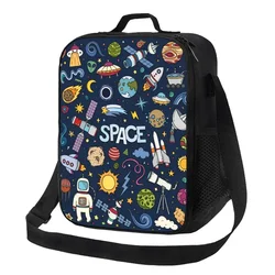 Space Universe Sun Planet Resuable Lunch Boxes for Waterproof Astronaut Spaceship Thermal Cooler Food Insulated Lunch Bag Kids