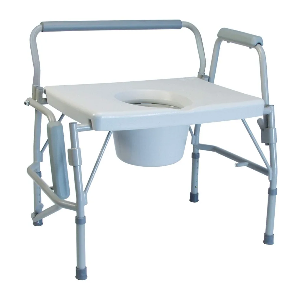 كرسي صوان بجانب السرير 3 في 1 مع مقعد مرحاض مرتفع وإطار أمان واسع للغاية وسعة عالية #1