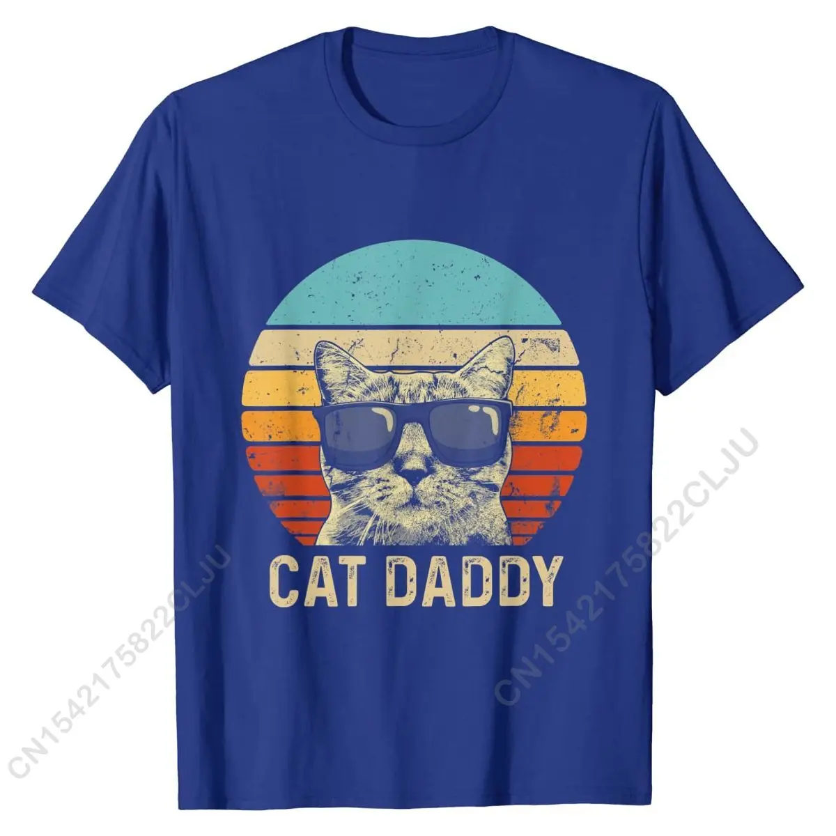 Mens Vintage Cat Daddy Shirt Funny Cat Lover Gift Cat Dad Fathers T-Shirt Cotton Mens Shirt Summer T Shirt Printed Prevailing