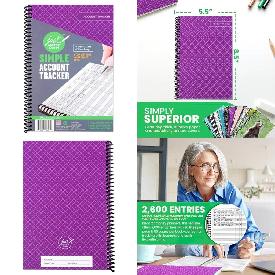 

's Premium Check Book Register Debit Card Ledger Notebook - Checking Account Register, Business Ledger, Cash Log Expense Tracke