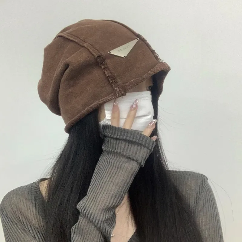 Pile hat lazy style casual versatile fashion pullover hat autumn and winter big head circumference