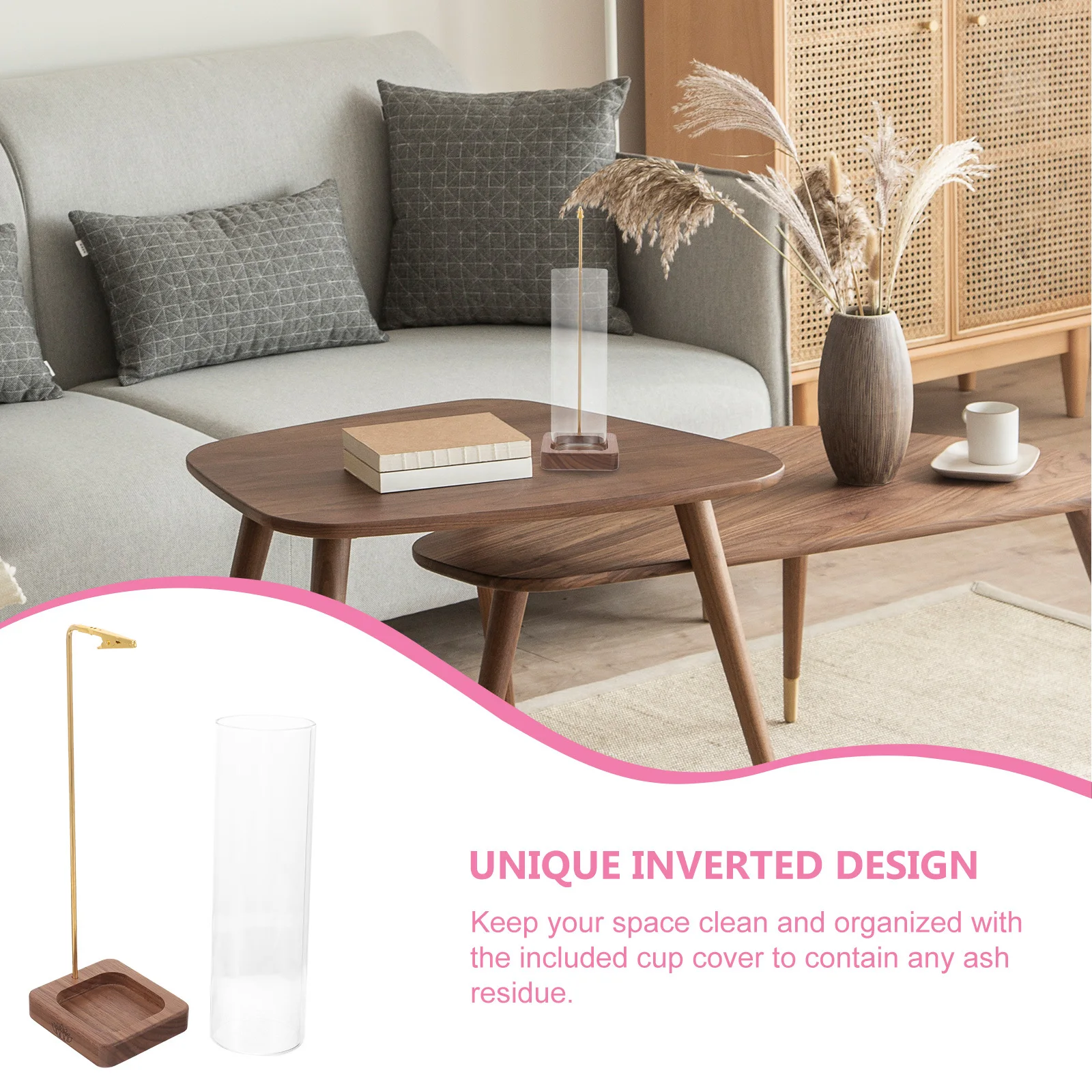 

Glass Incense Stick Burner Holder Creative Inverted Design Desktop Decoration Anti-Flying Use Glass Incense Holder