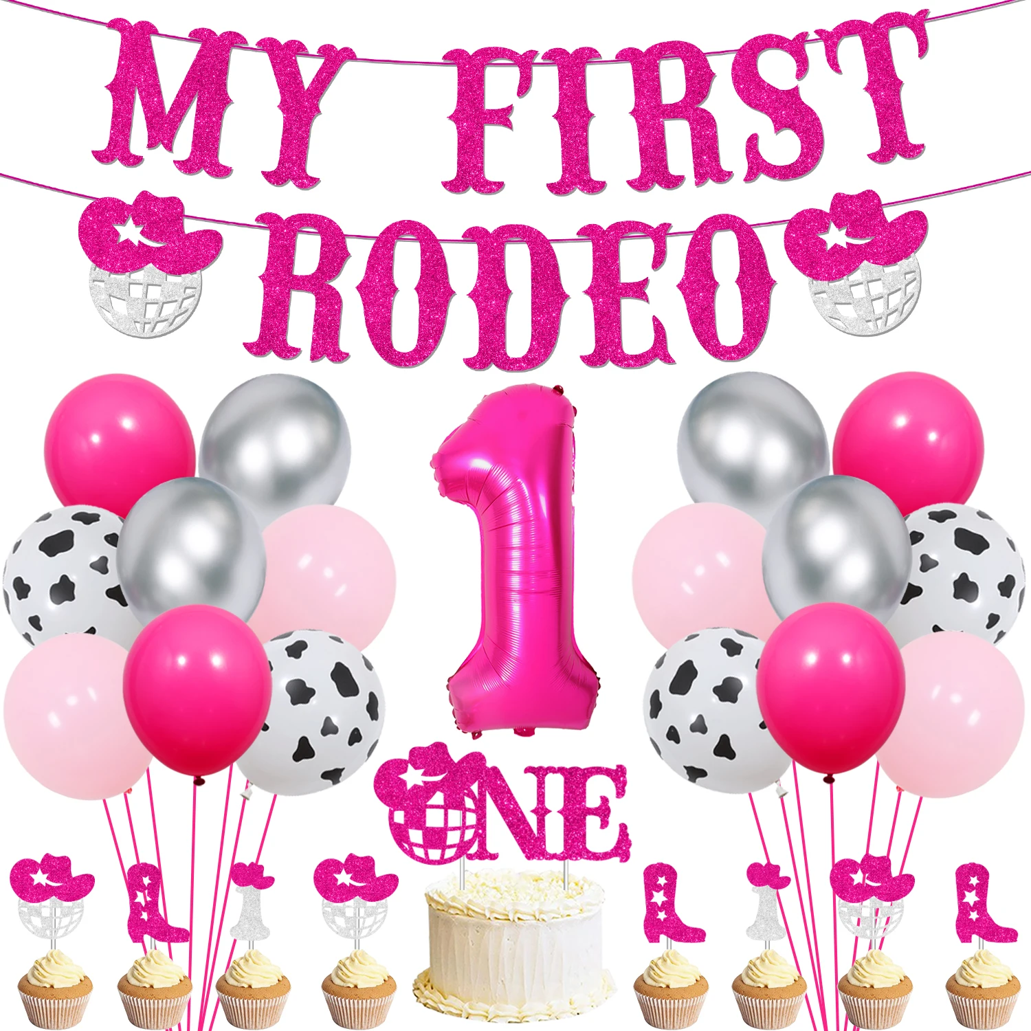 

Space Cowgirl 1st Birthday Decorations, Western Disco, First Rodeo Banner, Cake Toppers, Let'sGo Girls, Party Supplies