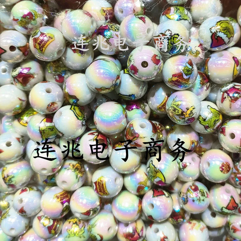 5pcs cartoon anime acrylic beads white background printed beads for diy jewelry making bracelets materials