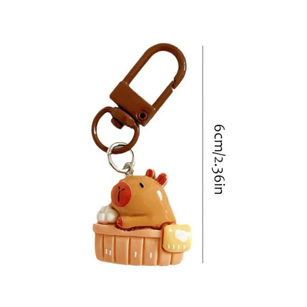 Kawaii Animal Capybara Keychain Resin Bath Capibara Bag Hanging Funny Keyring Kapibara Pendant Car Key Pendant