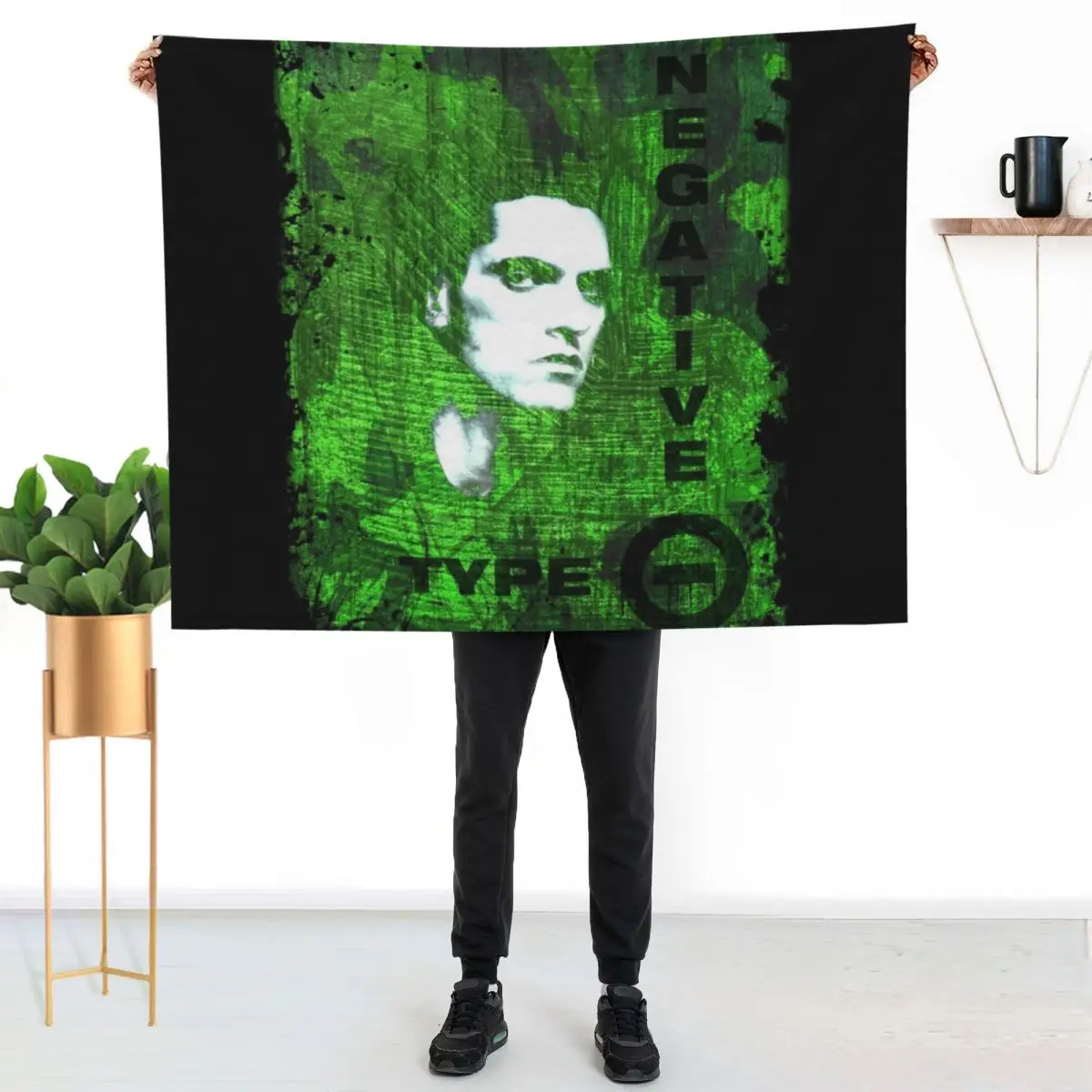 Type O Negative - Peter Steele - (Creepy Green) Light Version. Throw Blanket Comforter Thermal Thin Multi-Purpose Blankets