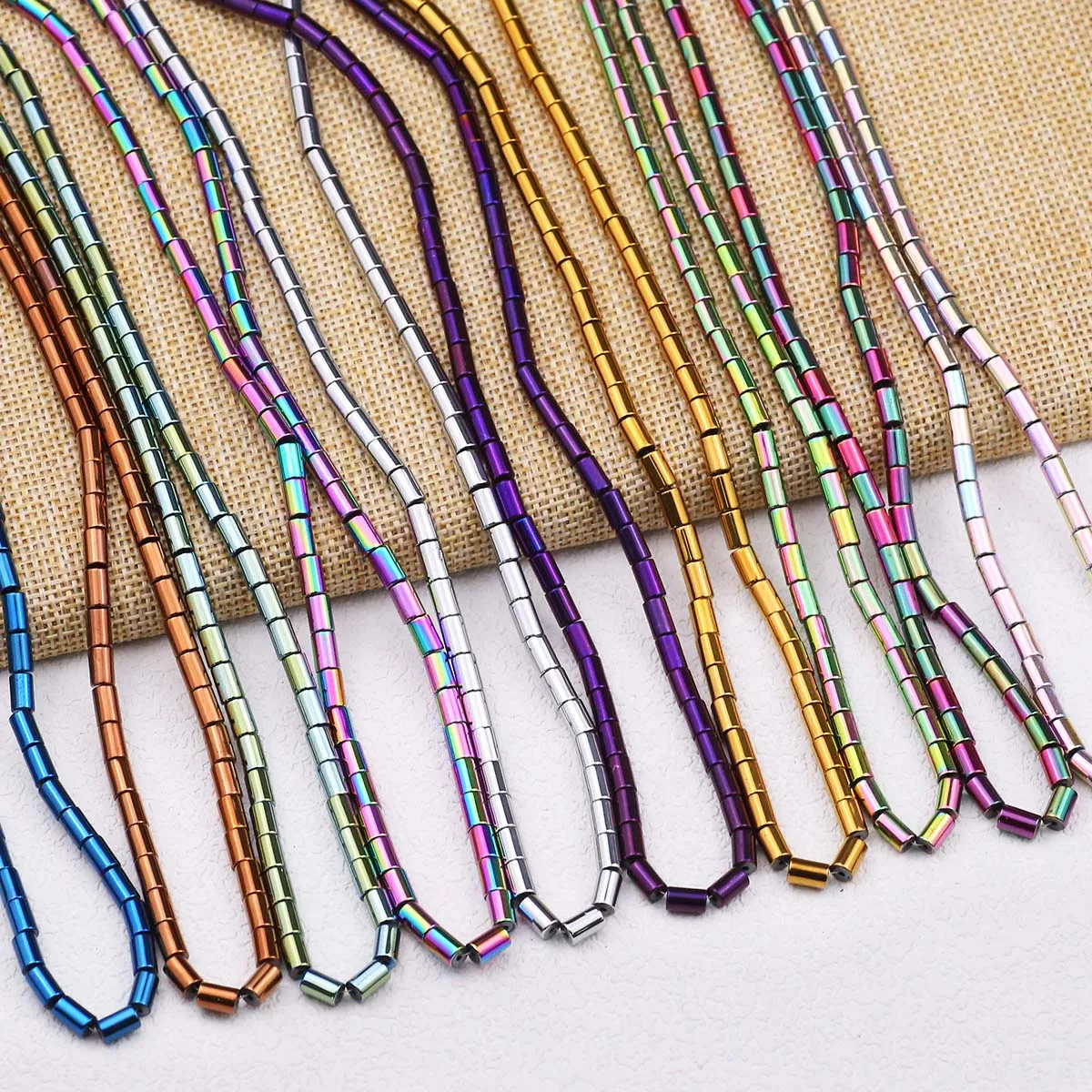 Tubo recto cilíndrico Chapado en Color dorado, hematita, espaciadores de cuentas sueltas de 1/2/3/4/6mm para joyería, collar y pulsera DIY